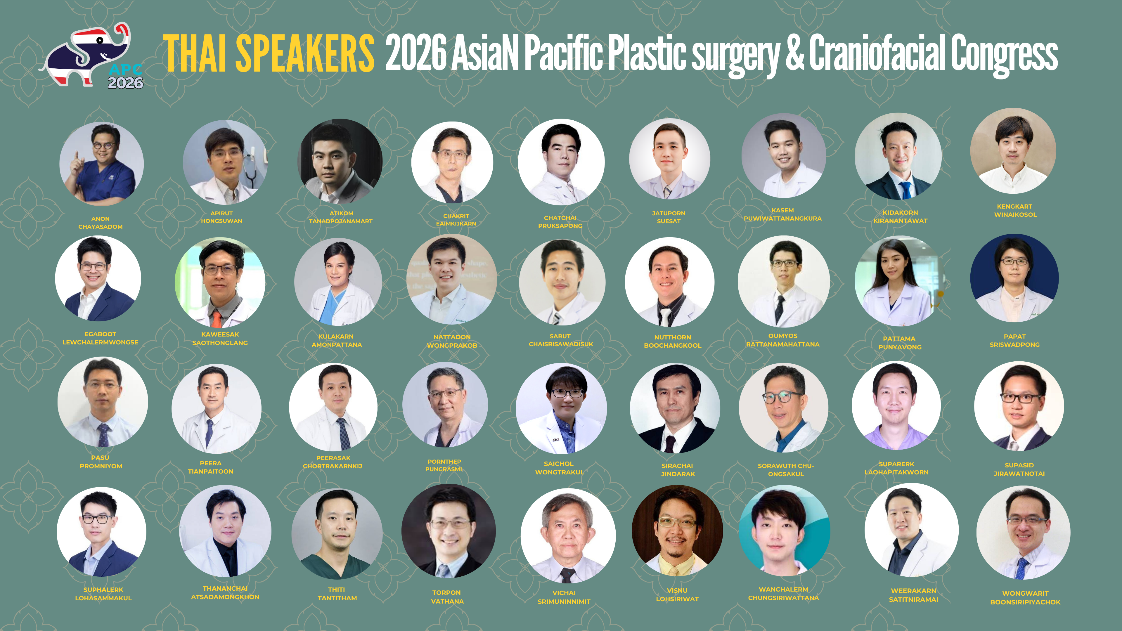 Thai Speakers — 2026 Asian Pacific Plastic surgery & Craniofacial Congress
