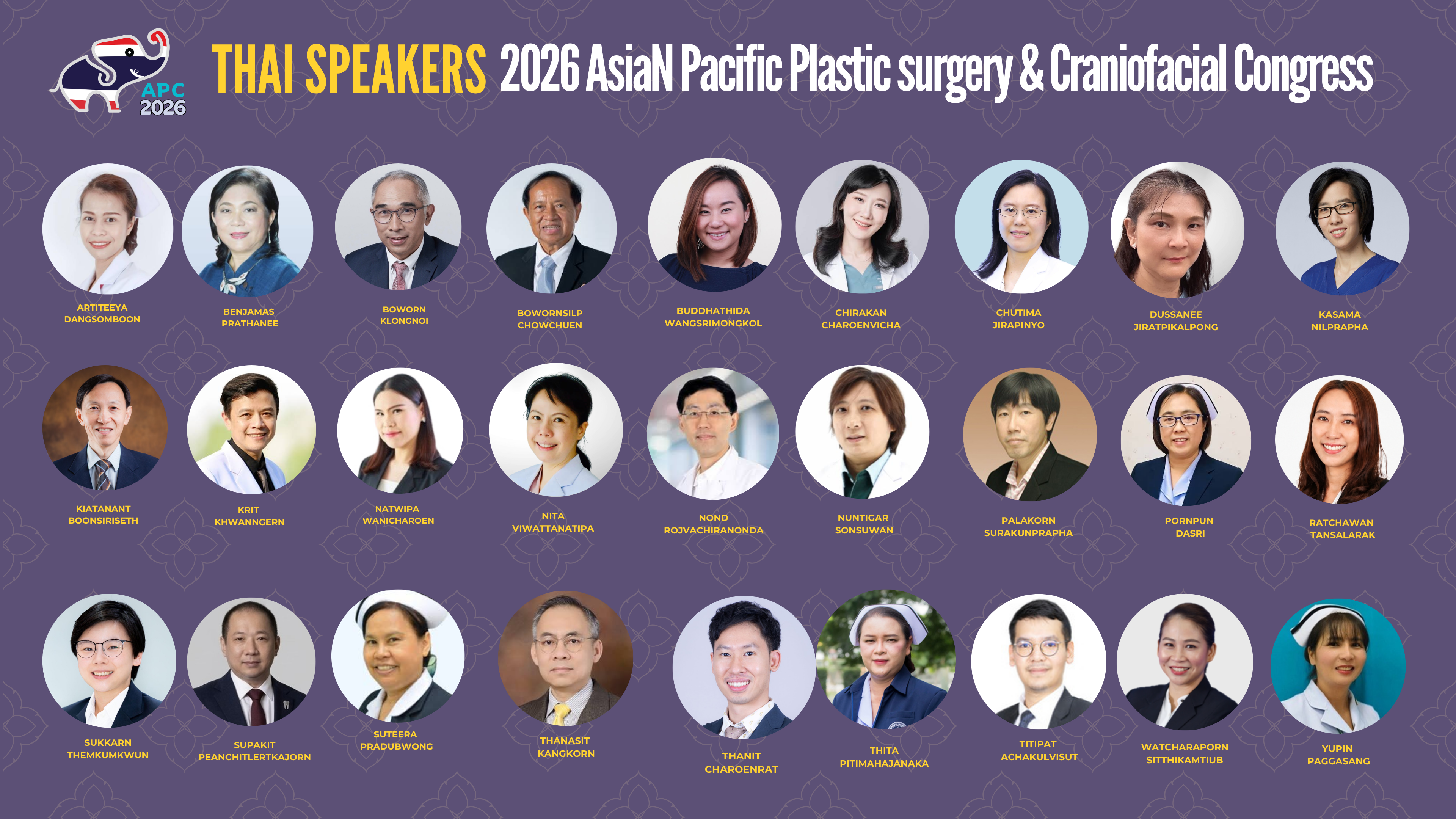 Thai Speakers — 2026 Asian Pacific Plastic surgery & Craniofacial Congress